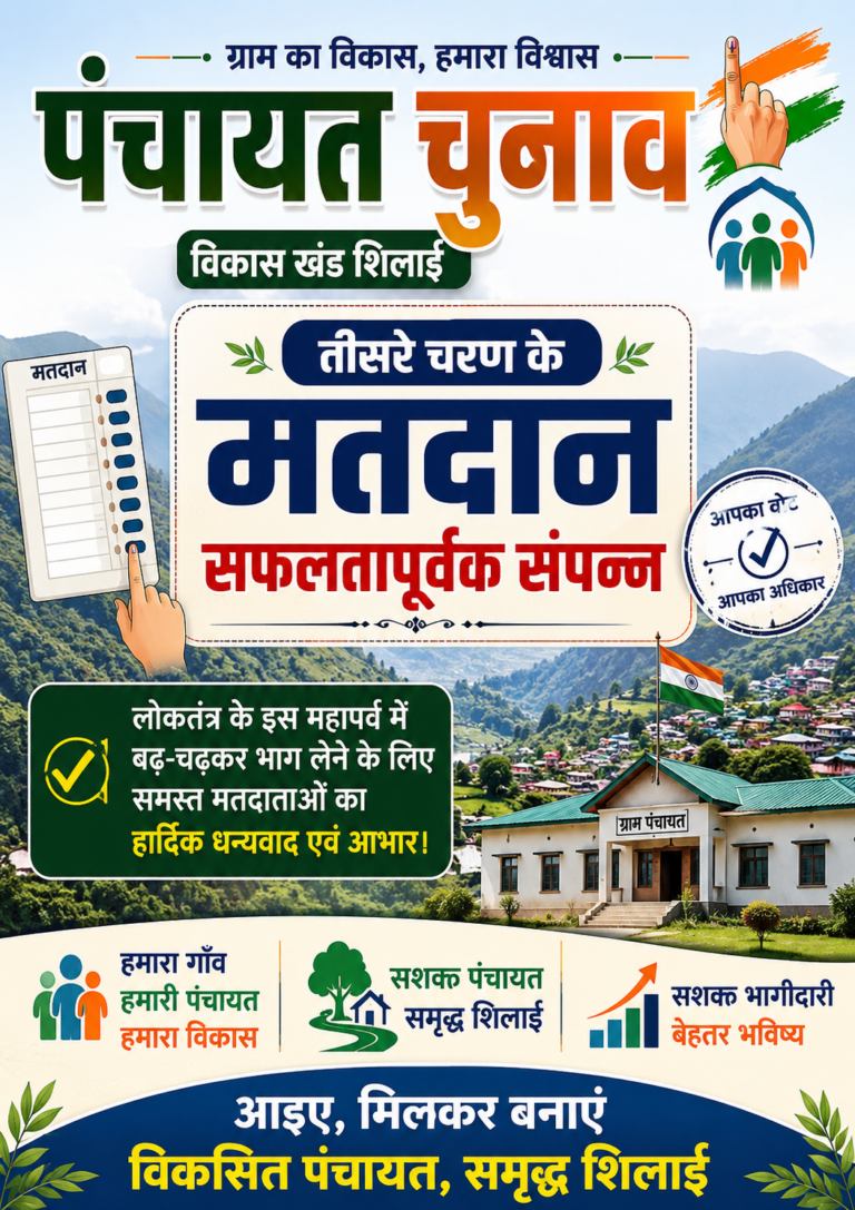 शिलाई विकास खंड की 12 पंचायतों के परिणाम घोषित